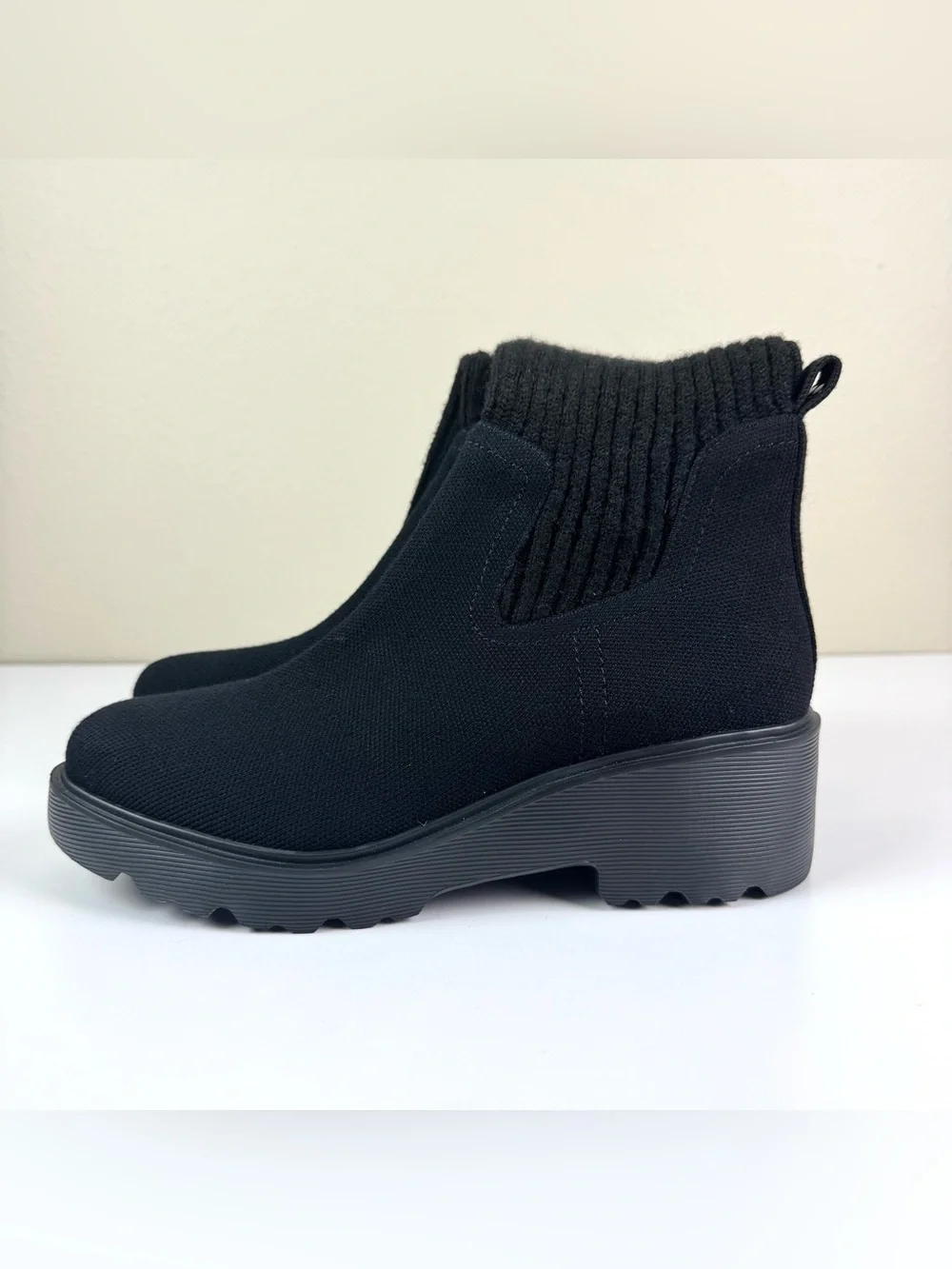Vivaia Eduarda Round Toe Knee High Wool Wedge Platform Boots Black Size US 9 - Picture 8 of 11